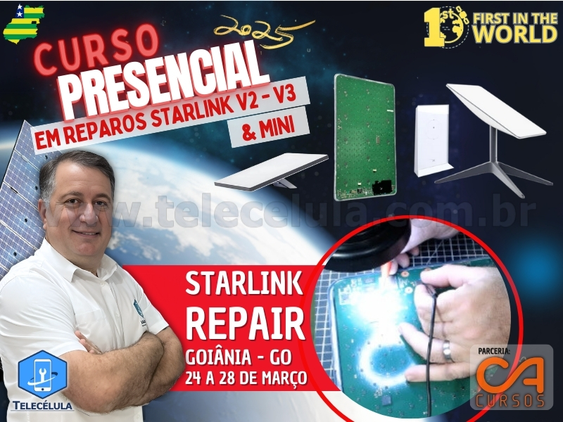 Sem Imagem - REPARO STARLINK CA CURSOS GOIS, TREINAMENTO PRESENCIAL AVANADO REPARO PLACAS STARLINK V2, V3, MINI